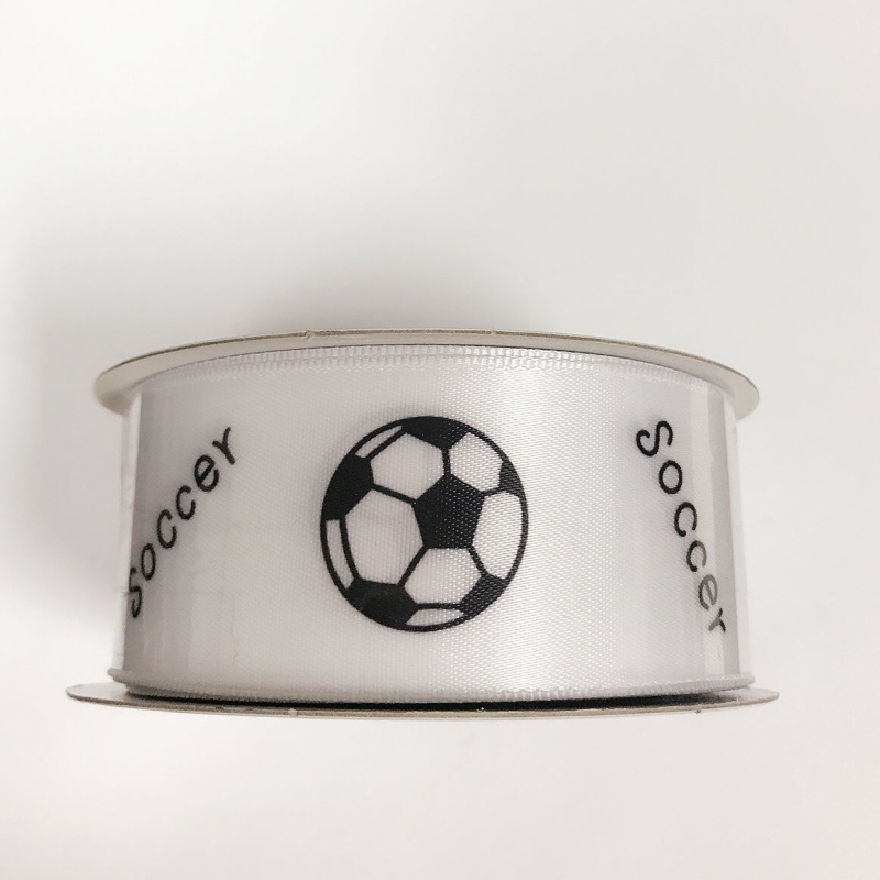 Soccer - Satin Ribbon Sports Design - ( W: 1 - 1/2 Inch | L: 10 Yards )