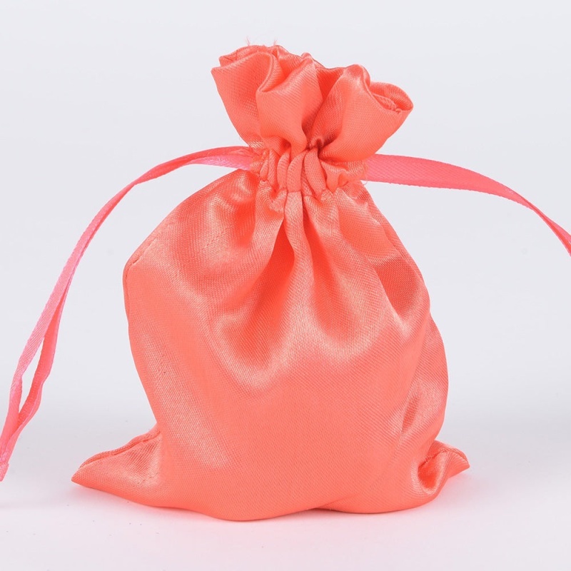 Coral - Satin Bags - ( 3X4 Inch - 10 Bags )
