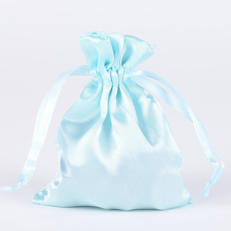 Aqua Blue - Satin Bags - ( 3X4 Inch - 10 Bags )