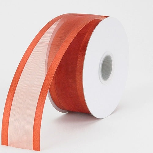 Rust - Organza Ribbon Two Striped Satin Edge - ( 7/8 Inch | 25 Yards )