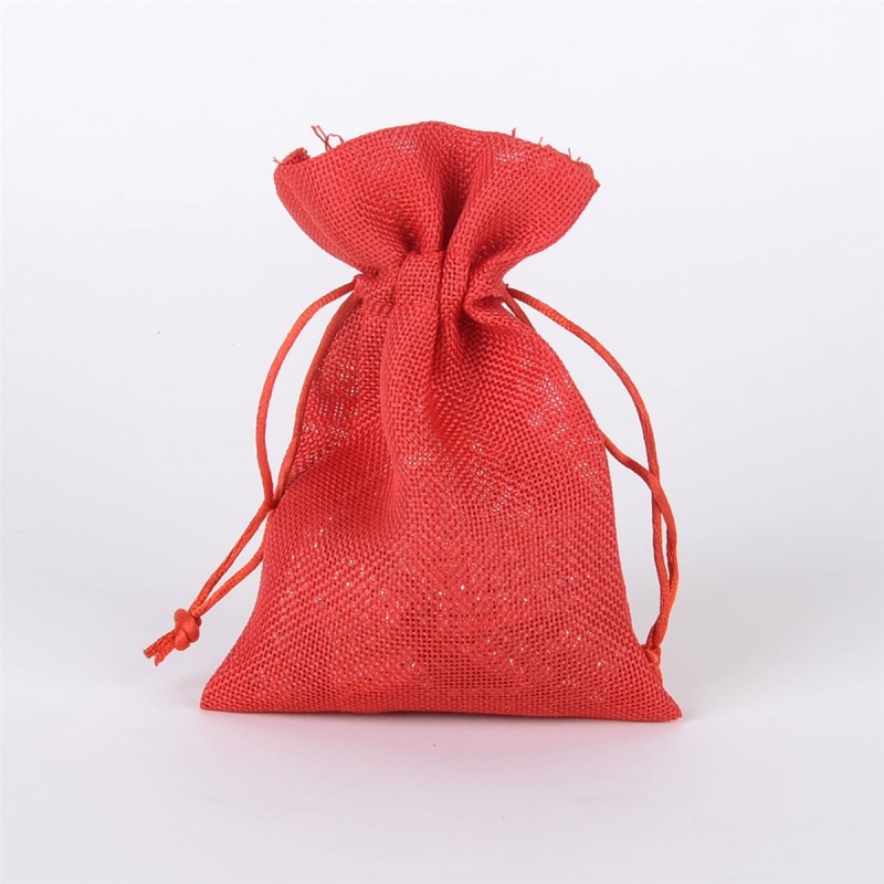 Red - Faux Burlap Bags - ( 5X7 Inch - 6 Bags )