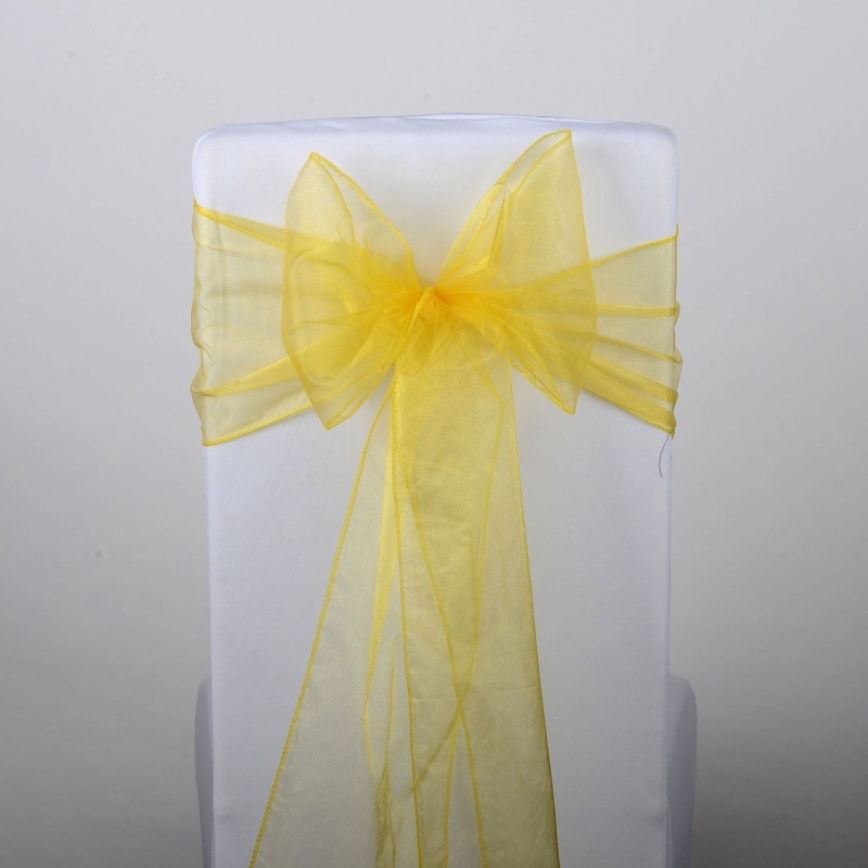 Light Gold - Organza Chair Sash - ( Pack Of 10 Piece - 8 Inches X 108 Inches )