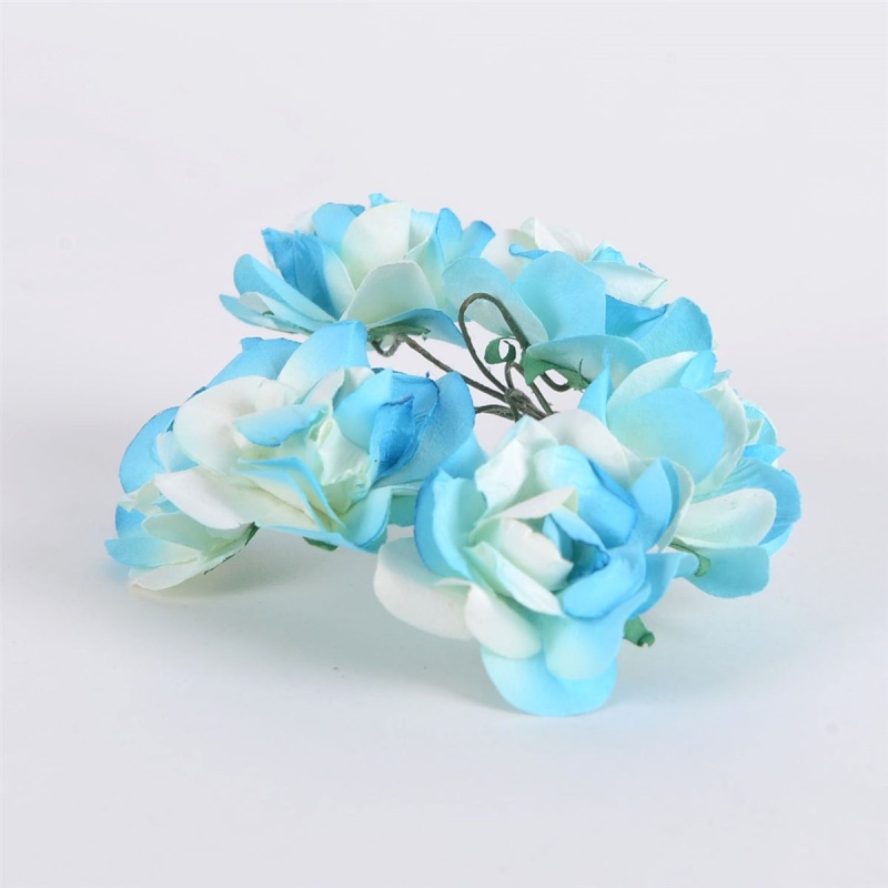 Paper Flowers- Ivory W. Turquoise(6X12)