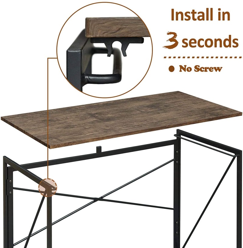 Coavas Folding Desk No Assembly Required, 31" Writing Computer Desk Space Saving Foldable Table Simple Home Office Desk,Brown