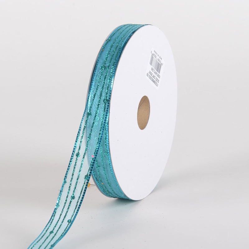 Glitter Corsage Ribbon Turquoise - ( 5/8 Inch 50 Yards )