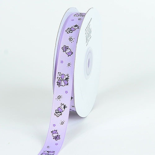 Grosgrain Ribbon Moomoo Cow Print Lavender ( W: 5/8 Inch | L: 25 Yards )