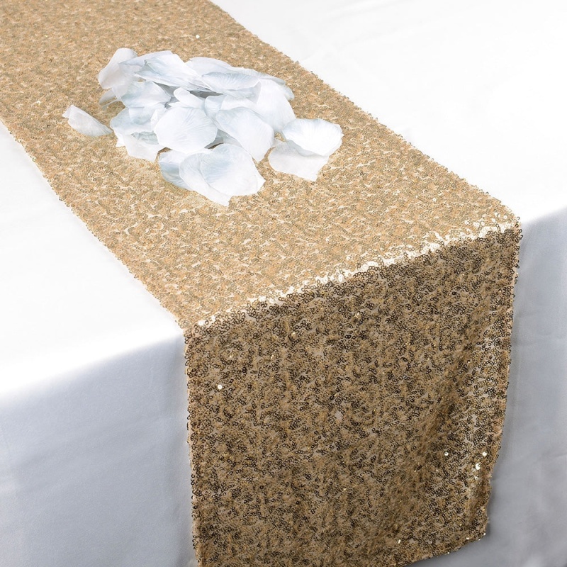 Champagne Duchess Sequin Table Runner - Pack Of 2 Pieces