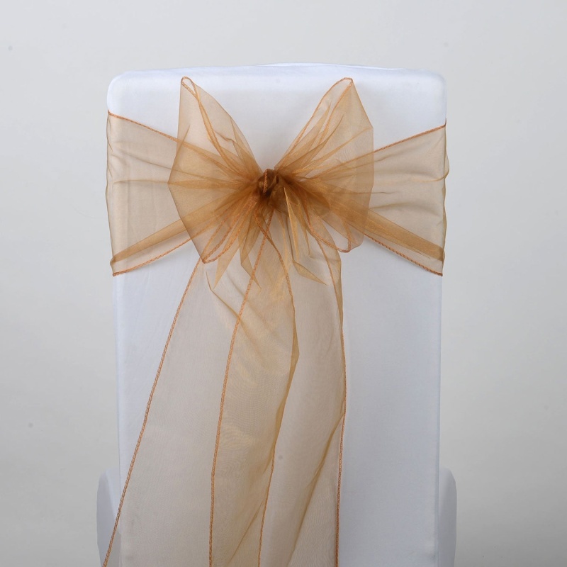 Old Gold - Organza Chair Sash - ( Pack Of 10 Piece - 8 Inches X 108 Inches )
