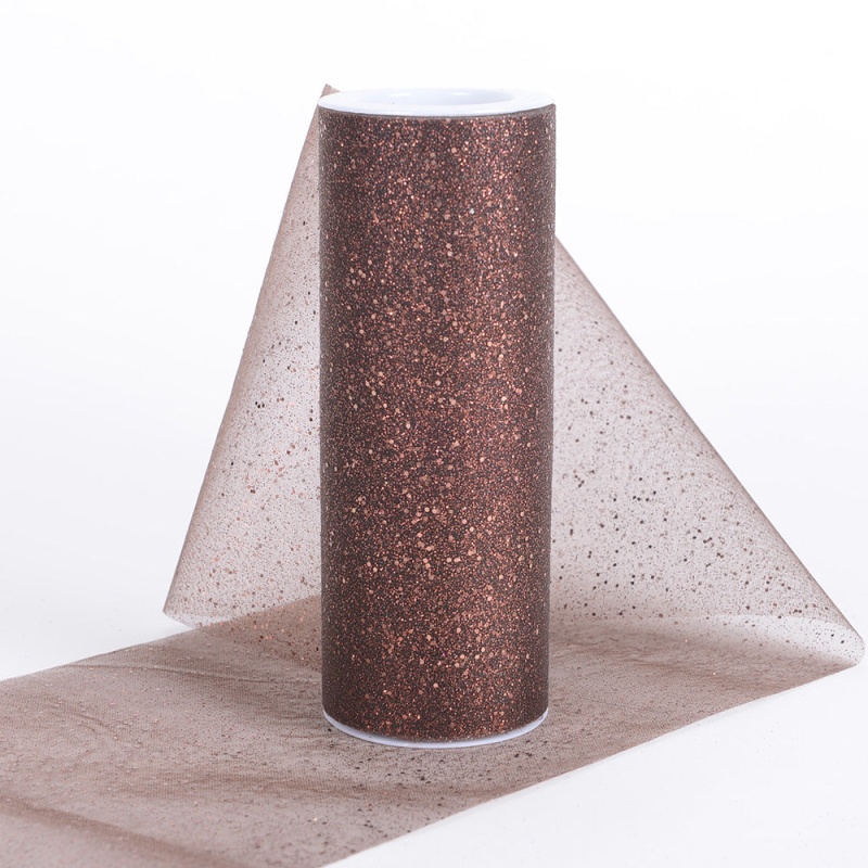 Chocolate - 6 Inch Confetti Organza Roll - ( W: 6 Inch | L: 10 Yards )