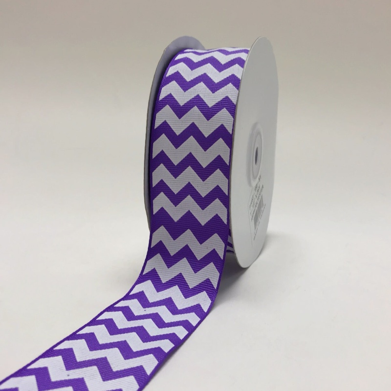 Lavender - Chevron Design Grosgrain Ribbon ( 1 - 1/2 Inch | 25 Yards )