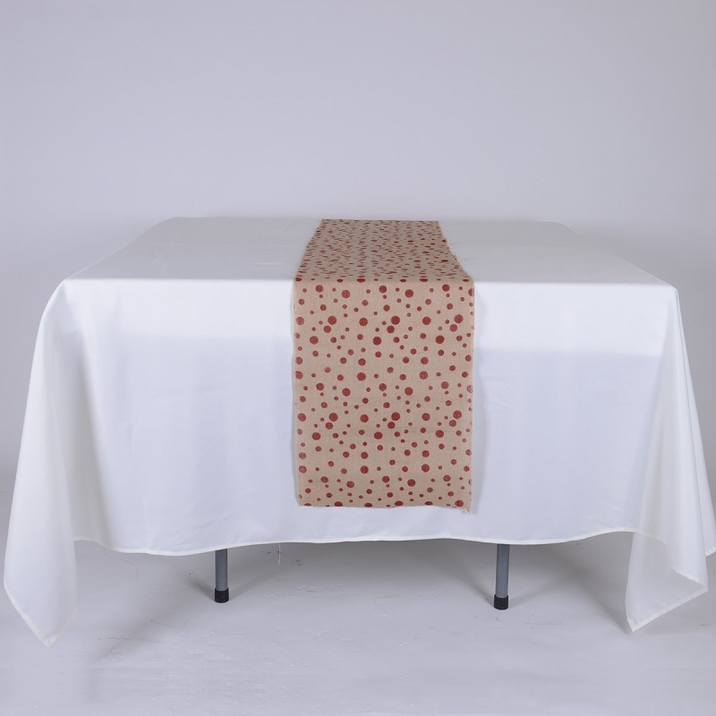 Red Dots - Burlap Table Runner ( 14 Inch X 108 Inches )