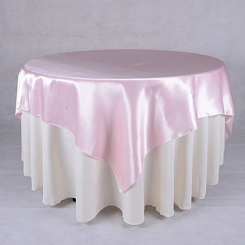 Light Pink - 90 X 90 Satin Table Overlays - ( 90 Inch X 90 Inch )
