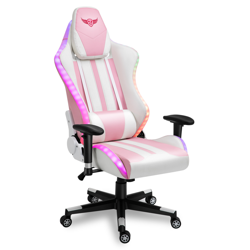 Pink Gaming Chairs Difeisi Computer Chair With Led Light Desk Chair For Girls With Massage Study Game Chairs For Adults
