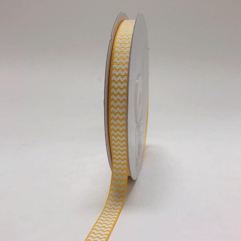 Light Gold - Chevron Design Grosgrain Ribbon ( 3/8 Inch | 25 Yards )