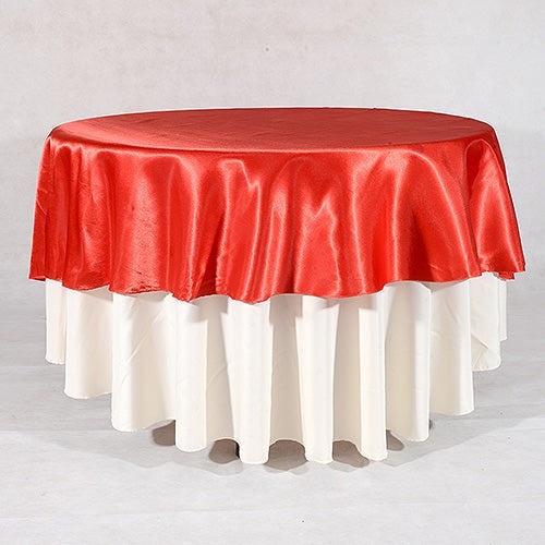Red - 70" Satin Round Tablecloths - ( 70 Inch )