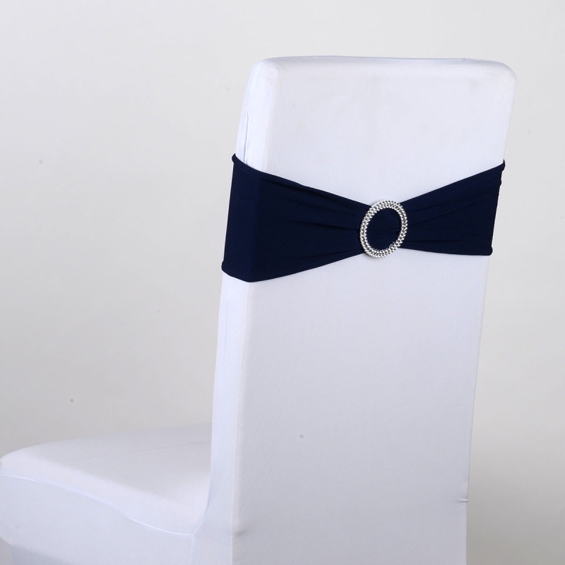 Spandex Chair Sash With Buckle - Navy Blue 5 Pieces
