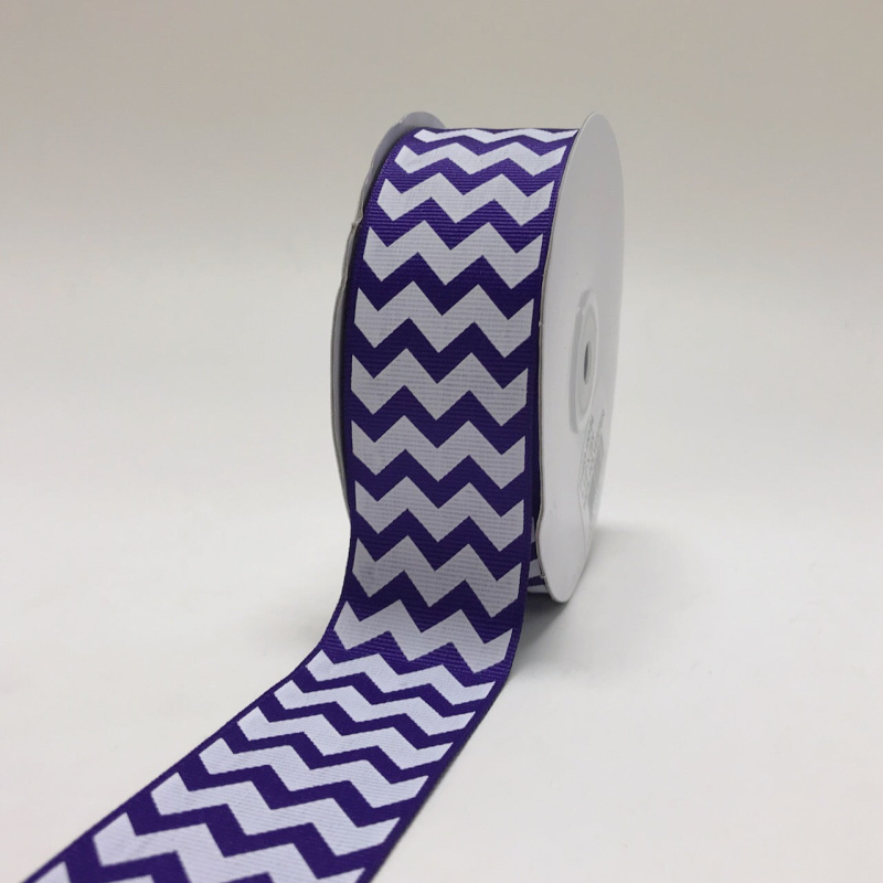 Purple - Chevron Design Grosgrain Ribbon ( 1 - 1/2 Inch | 25 Yards )