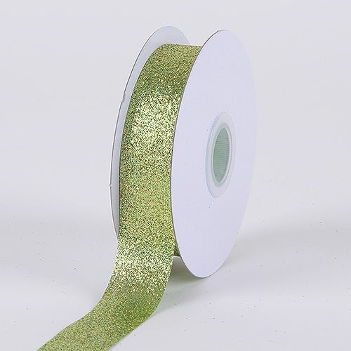Apple Green - Metallic Glitter Ribbon - ( 7/8 Inch 25 Yards )