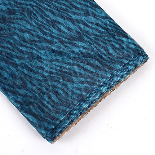 Turquoise - Organza Fabric Animal Printed - ( W: 58 Inch | L: 10 Yards )