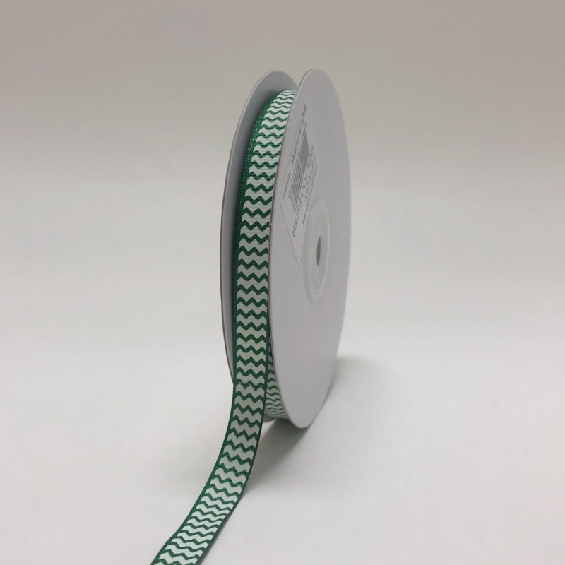 Emerald - Chevron Design Grosgrain Ribbon ( 3/8 Inch | 25 Yards )
