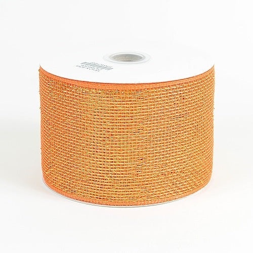 Orange - Metallic Deco Mesh Ribbons - ( 4 Inch X 25 Yards )
