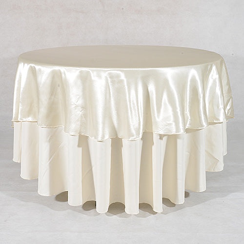Ivory - 70" Satin Round Tablecloths - ( 70 Inch )