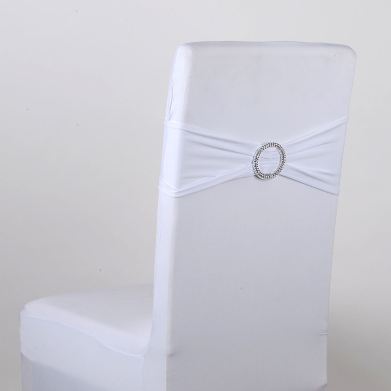 Spandex Chair Sash With Buckle - White 5 Pieces