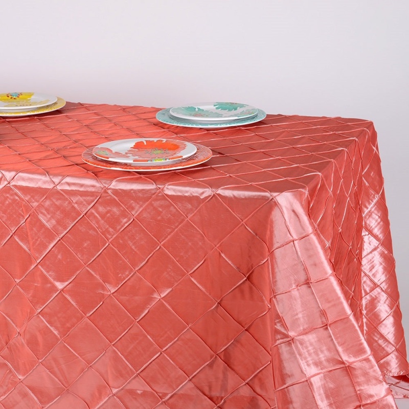 Coral - 90 Inch X 156 Inch - Pintuck Satin Tablecloth