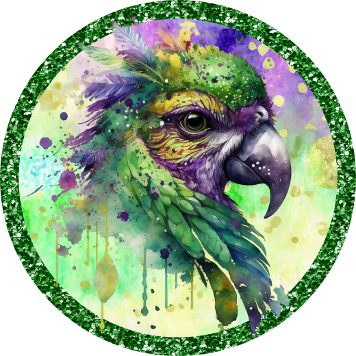 Mardi Gras Parrot Face Metal Sign - Made in USA by Bbcrafts