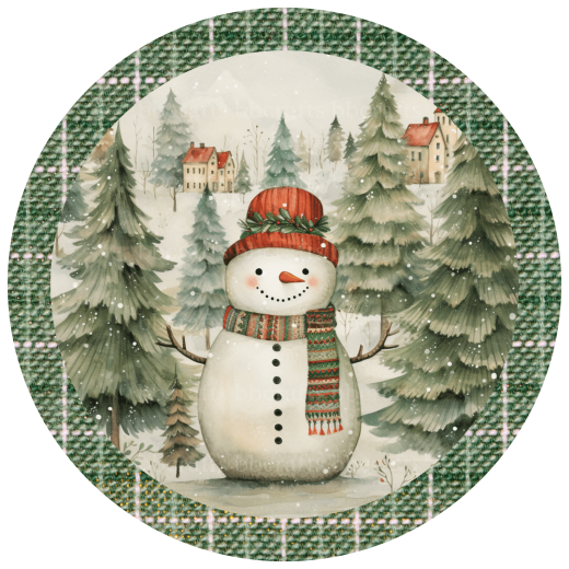 Christmas Metal Sign: Snowman - Wreath Accent - Made In USA