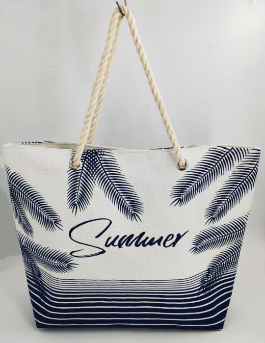 19 In. X 15 In. Tropical Canvas Beach Tote Bag