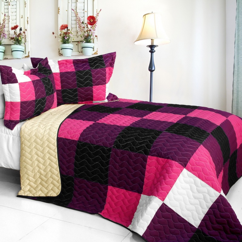 Brand New Vermicelli-Quilted Patchwork Quilt Set Full - Series
