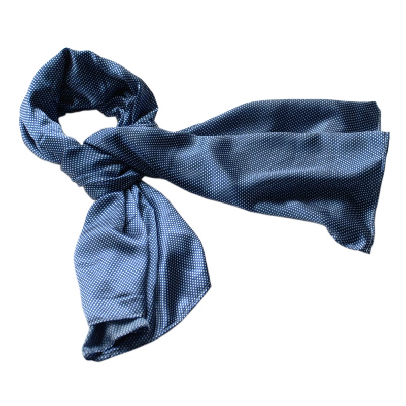 -Blancho Dark Blue Small Cute Dot Design Campus Style Silk Scarf/Wrap/Shawl