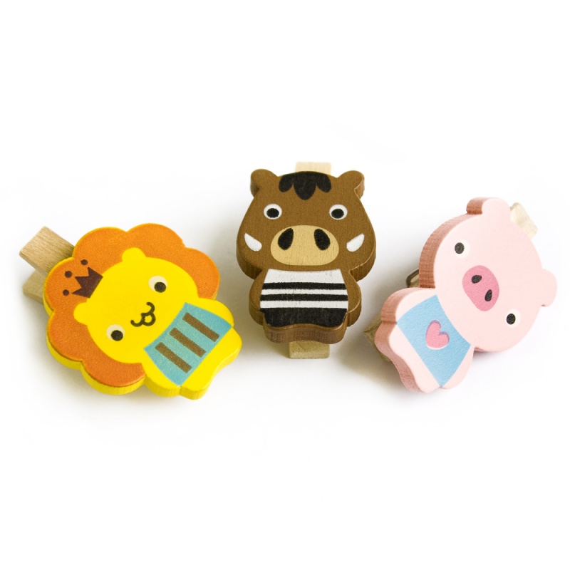 - Wooden Clips / Wooden Clamps - Smile Animals-a