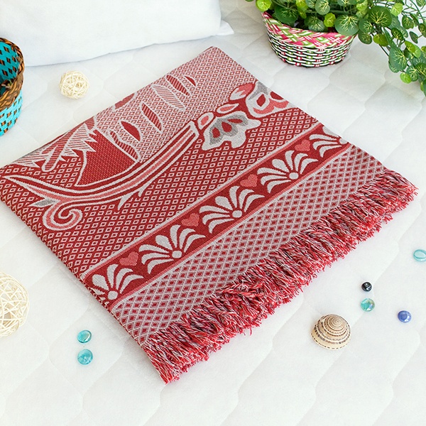 Jacquard Weave Blanket / Tapestry - Deer In Mythology - Crimson