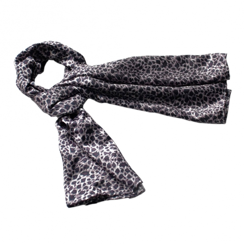 -Blancho Burgundy Elegant Stylish Leopard Design Natural Silk Scarf/Wrap/Shawl