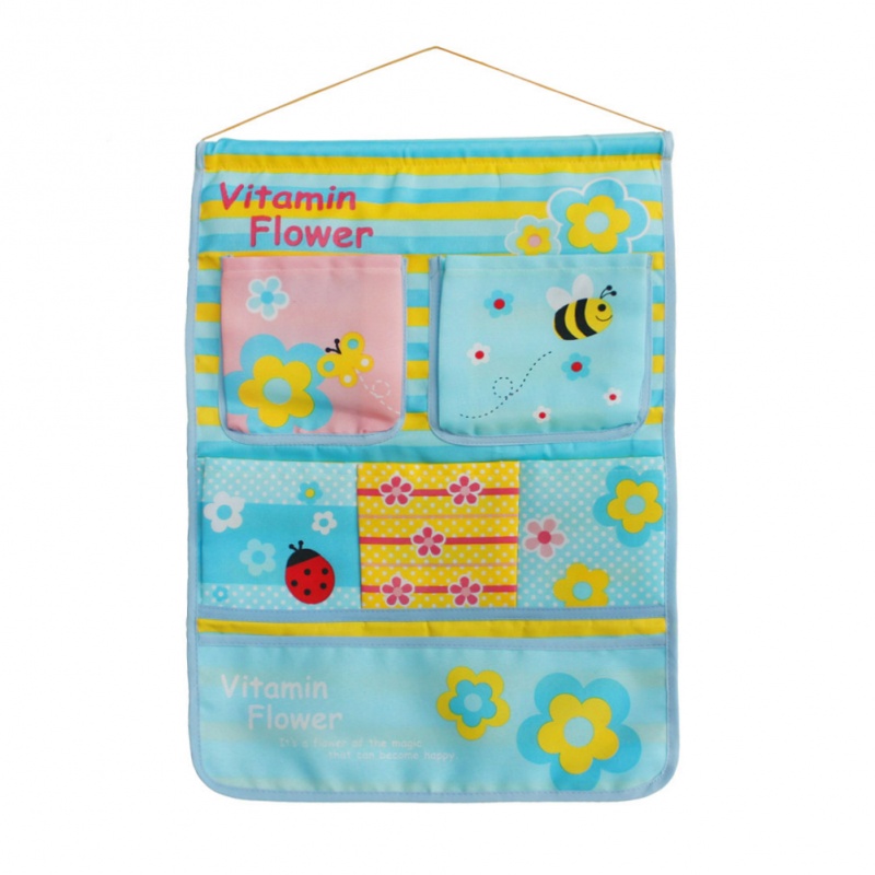 Blue/Wall Hanging/ Wall Pocket Wall Organizers - Bee & Flowers