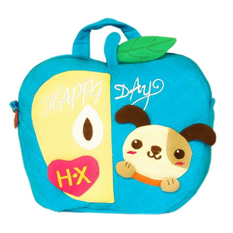 Embroidered Applique Kids Fabric Art School Backpack - Lucky Dog