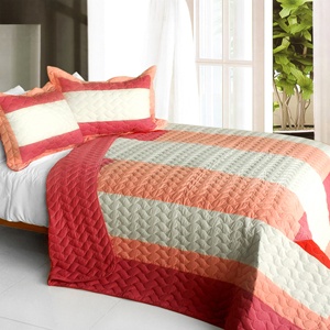 3Pc Patchwork Quilt Set - Ruby Ring