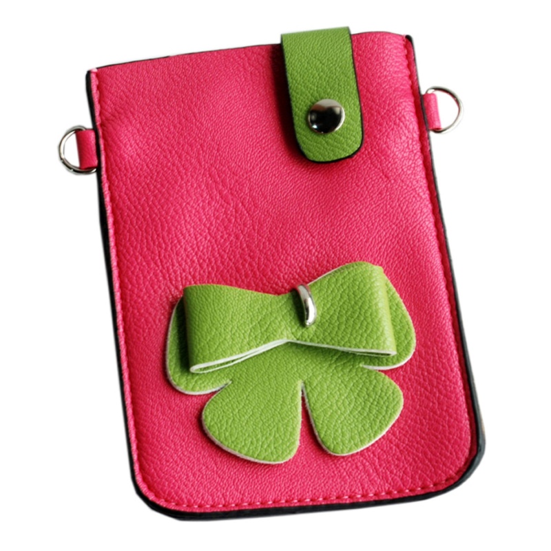 Colorful Leatherette Mobile Phone Pouch Cell Phone Case Clutch Pouch - Happy Bowknot