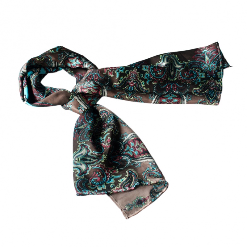 -Blancho Black & Blue Paisley Patterns Revitalized Style Soft Silk Scarf/Wrap/Shawl