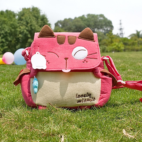 Embroidered Applique Kids Kitty Shoulder Bag / Swingpack - Love Mio Mio