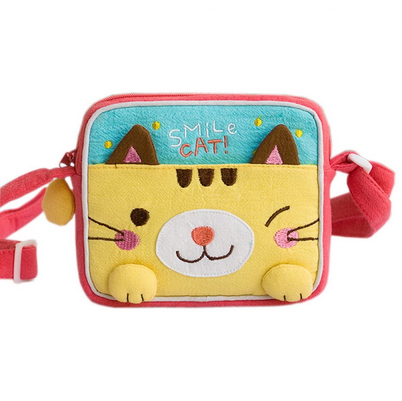 Embroidered Applique Swingpack Bag Purse / Wallet Bag - Smile Cat