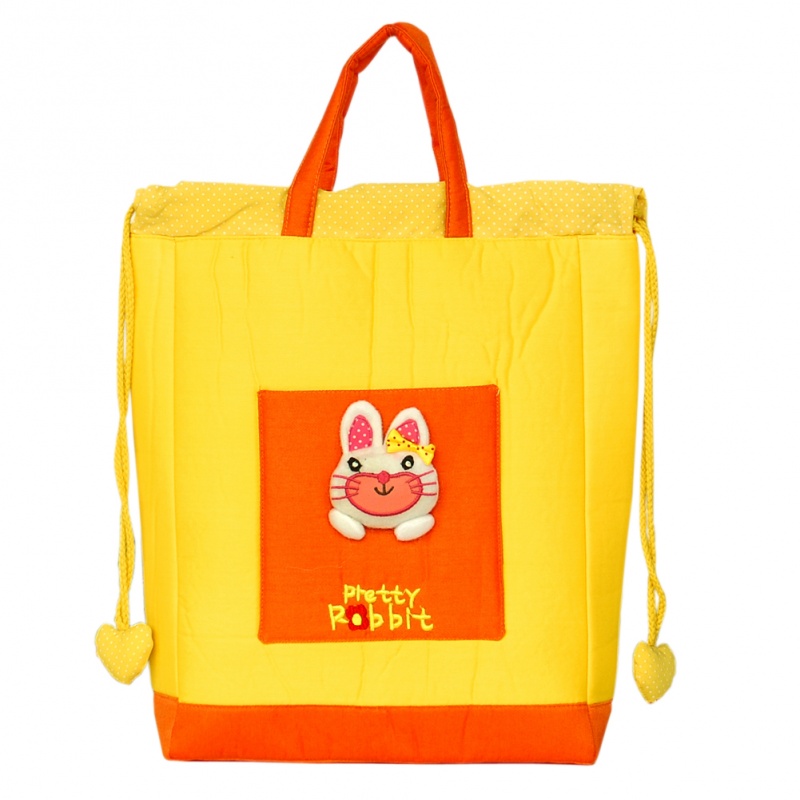 Embroidered Applique Kids Hangbag / Drawstring Bag - Super Rabbit