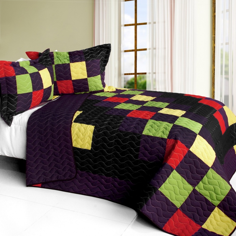 3Pc Vermicelli - Quilted Patchwork Quilt Set - Break Free Party