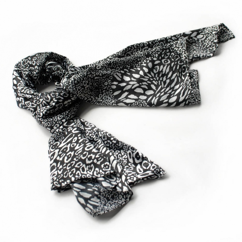 -Blancho Black & White Distinctive Leopard Animal Print Fashion Soft Silk Scarf/Wrap/Shawl