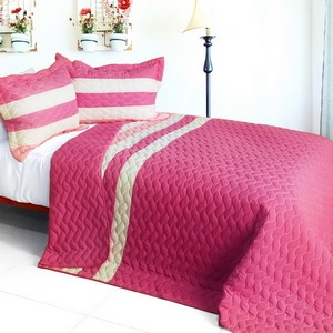 3Pc Vermicelli-Quilted Patchwork Quilt Set - Touching Legend