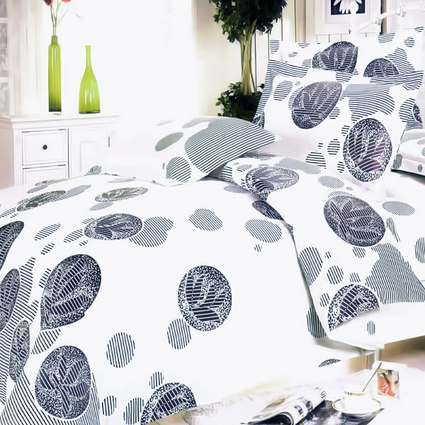 100% Cotton 5Pc Comforter Set - White Gray Marbles