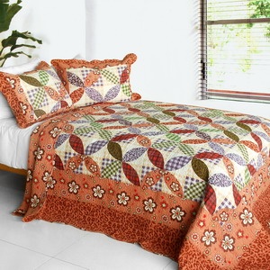 3Pc Cotton Contained Vermicelli-Quilted Patchwork Quilt Set - Temptation Of An Angel