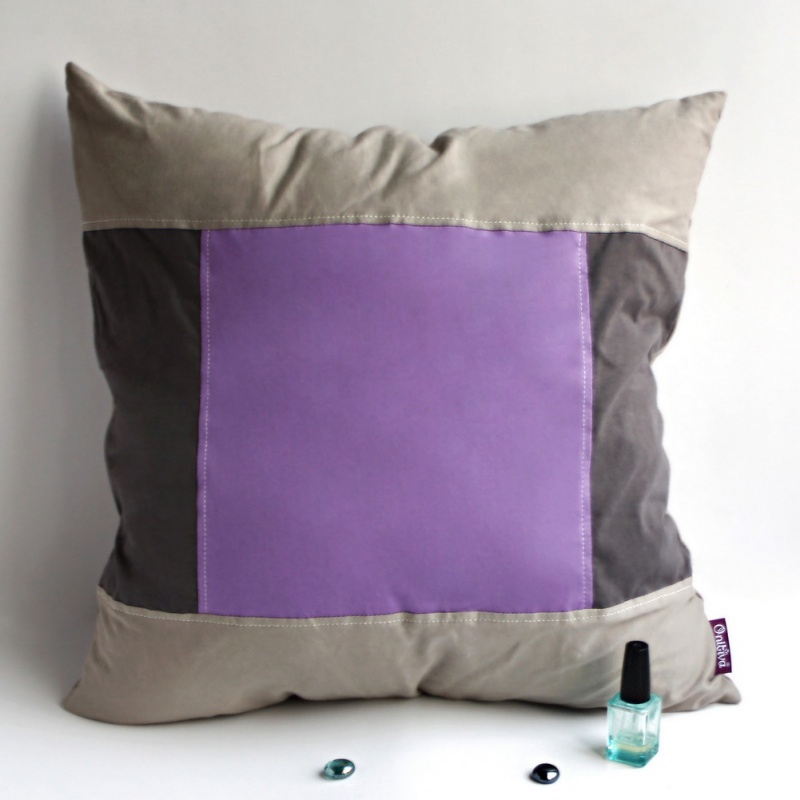 Onitiva Knitted Fabric Patch Pillow Cushion Floor Cushion - Purple Charm